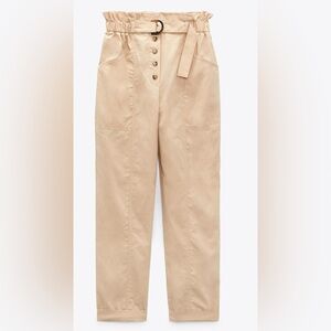 Zara Women's Tan Paperbag Waist Pants